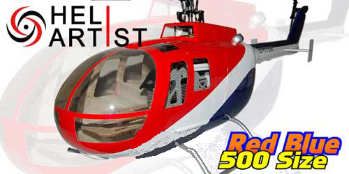 HA500BO002 HA 500 BO 002 - HA500BO002 HA 500 BO 002 HA 500 BO 002 500 Scale Fiber Glas Fuselage (Red Blue) (Heliartist)