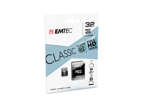 0443-ETC - EMTEC Classic microSDHC 32GB Class 10 inkl. Adapter 0443-ETC