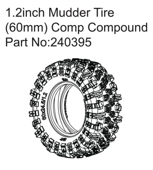 AB-240395 - 1.2 Mudder Tire (60mm) Comp Compound Absima AB-240395 AB-240395 - 1.2 Mudder Tire (60mm) Comp Compound Absima AB-240395