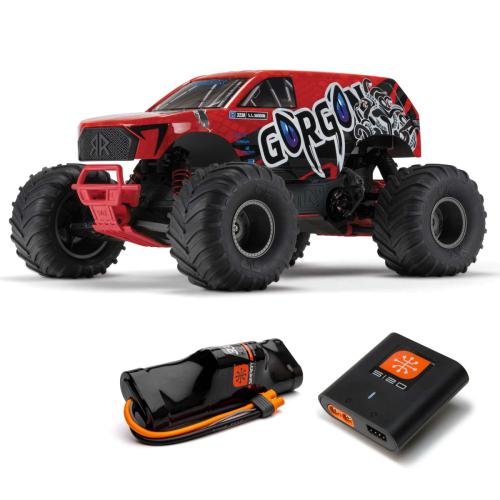 ARA3230ST2 - 1_10 GORGON 4X2 MEGA 550 Brushed Monster Truck RTR with Battery & Charger. Red ARRMA ARA3230ST2