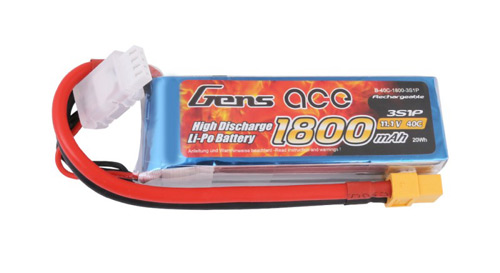 B-40C-1800-3S1P-XT60 - LIPO 1800mAh 40C 11.1V_GENS ACE (XT60) B-40C-1800-3S1P-XT60 B-40C-1800-3S1P-XT60 - LIPO 1800mAh 40C 11.1V_GENS ACE (XT60) B-40C-1800-3S1P-XT60