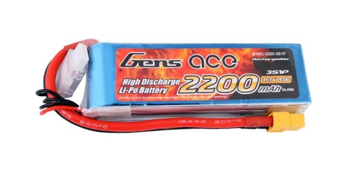 B-45C-2200-3S1P-XT60 - GENS ACE LIPO 2200mAh 45C 11.1V 3S1P XT60 B-45C-2200-3S1P-XT60