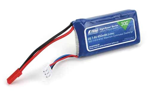 EFLB4502SJ30 - E-flite 7.4V 2S1P 450mAh 30C BEC EFLB4502SJ30