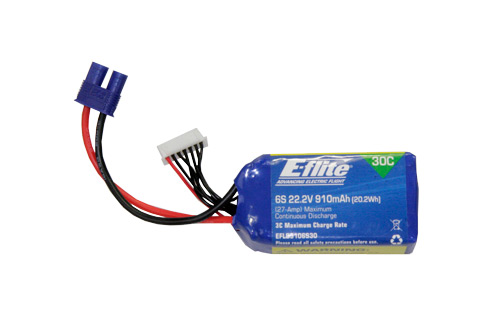 EFLB9106S30 - E-flite 22.2V 6S1P 910mAh 30C EC3 EFLB9106S30