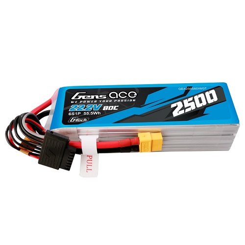 GEA256S80X6GT - Gens ace G-Tech 2500mAh 22.2V 80C 6S1P Lipo Battery Pack with XT60 plug GEA256S80X6GT