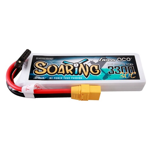 GEA333S30X9GT - Gens ace G-Tech Soaring 3300mAh 11.1V 30C 3S1P Lipo Battery Pack with XT90 plug GEA333S30X9GT