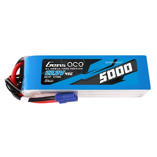 GEA506S45E5GT - Gens ace G-Tech 5000mAh 22.2V 45C 6S1P Lipo Battery Pack with EC5 Plug GEA506S45E5GT