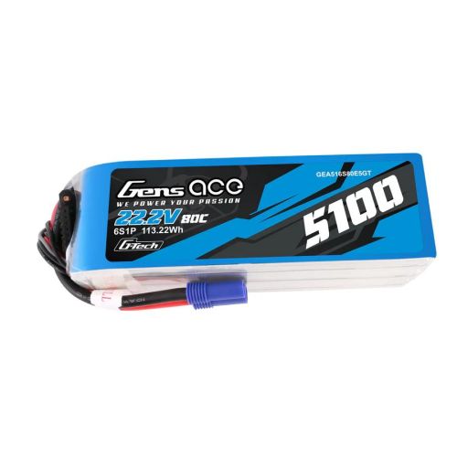 GEA516S80E5GT - gens-ace-g-tech-5100mah-80c-22.2v-6s1p-lipo-with-ec5-plug-gea516s80e5gt GEA516S80E5GT - gens-ace-g-tech-5100mah-80c-22.2v-6s1p-lipo-with-ec5-plug-gea516s80e5gt