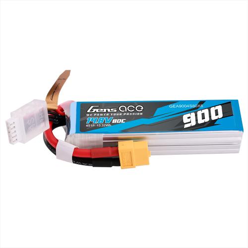 GEA9004S80X6 - Gens Ace 900 mAh. 14.8 V. 80C. 4S1P LiPo-Akku mit XT60-Stecker GEA9004S80X6 GEA9004S80X6 - Gens Ace 900 mAh. 14.8 V. 80C. 4S1P LiPo-Akku mit XT60-Stecker GEA9004S80X6