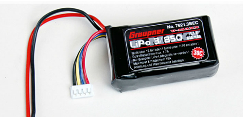 GRP-7621.3BEC - Graupner 11.1V 3S1P 850mAh 30C GRP-7621.3BEC GRP-7621.3BEC - Graupner 11.1V 3S1P 850mAh 30C GRP-7621.3BEC