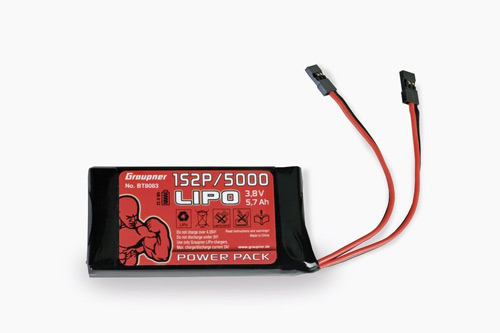 GRP-BT8083 - Senderakku flach LiPo 1S2P 5000mAh 3.8V TX Graupner GRP-BT8083