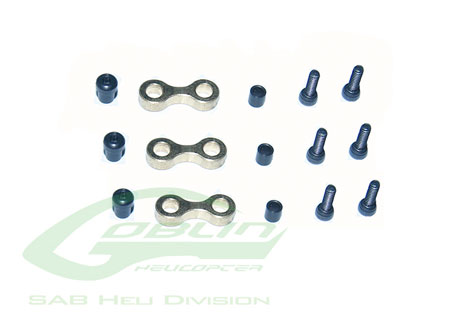 H0435-S - 3 Blatt Stahl Heckschiebehuelse Verbinder Set - Goblin 630 _700 _770 SAB H0435-S