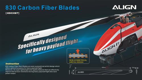 HD830B - 830 Carbon Hauptrotorblaetter Align HD830B HD830B - 830 Carbon Hauptrotorblaetter Align HD830B