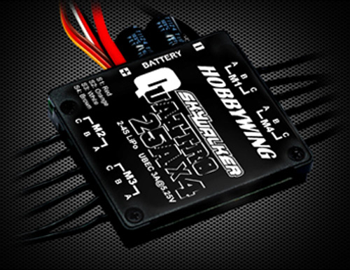HW-30205025001 - Skywalker Quattro BL ESC 25Ax4 2-4S LiPo 3A UBEC Hobbywing HW-30205025001 HW-30205025001 - Skywalker Quattro BL ESC 25Ax4 2-4S LiPo 3A UBEC Hobbywing HW-30205025001