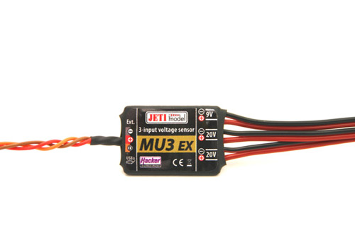 JEX-MU3 - JETI DUPLEX 2.4EX MU 3 Spannungs-Sensor mit 3 Eingaengen JEX-MU3 JEX-MU3 - JETI DUPLEX 2.4EX MU 3 Spannungs-Sensor mit 3 Eingaengen JEX-MU3
