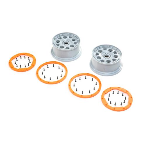 LOS45032 - 1_5 Front_Rear 4.75 Beadlock Wheels. 24mm Hex. Silver_Orange (2): DBXL-E 2.0 LOSI LOS45032 LOS45032 - 1_5 Front_Rear 4.75 Beadlock Wheels. 24mm Hex. Silver_Orange (2): DBXL-E 2.0 LOSI LOS45032