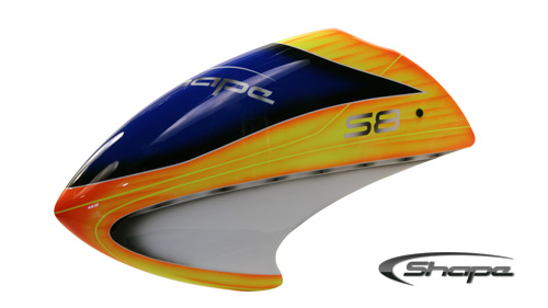 SHS8H00001 - Kabinenhaube. Airbrush (orange_blau) S8 Shape-Heli SHS8H00001 SHS8H00001 - Kabinenhaube. Airbrush (orange_blau) S8 Shape-Heli SHS8H00001