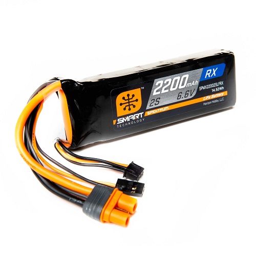 SPMX22002SLFRX - Spektrum 6.6V 2200mAh 2S 15C Smart LiFe Receiver Battery: Universal Receiver. IC3 SPMX22002SLFRX