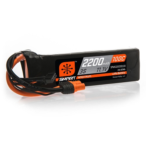 SPMX22003S100 - Spektrum 11.1V 2200mAh 3S 100C Smart LiPo Battery: IC3 SPMX22003S100