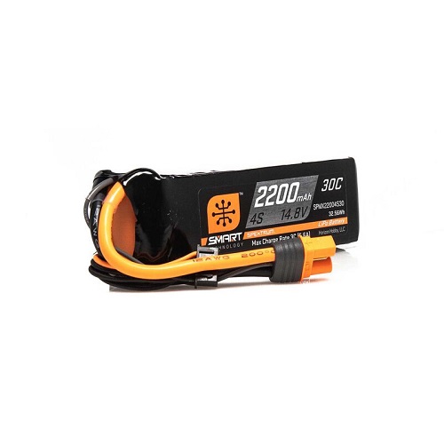 SPMX22004S30 - Spektrum Smart 14.8V 2200mAh 4S 30C LiPo Battery: IC3 SPMX22004S30