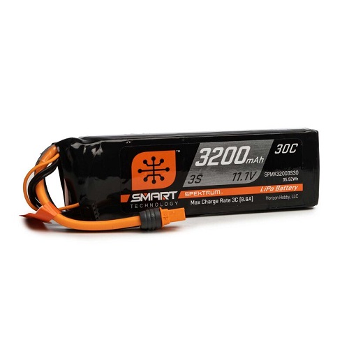 SPMX32003S30 - Spektrum Smart 11.1V 3200mAh 3S 30C LiPo Battery: IC3 SPMX32003S30
