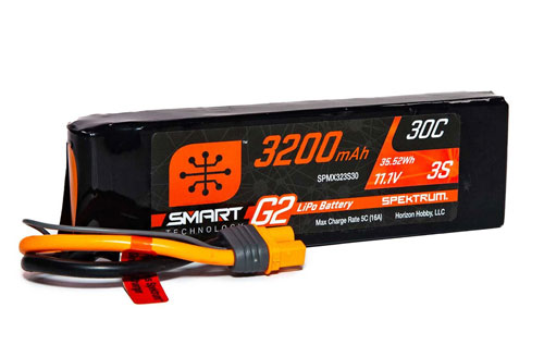 SPMX323S30 - 11.1V 3200mAh 3S 30C Smart G2 LiPo Battery: IC3 Spektrum SPMX323S30