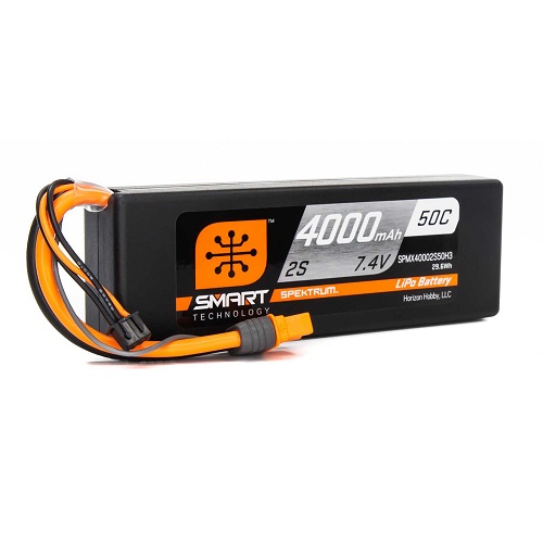 SPMX40002S50H3 - Spektrum 7.4V 4000mAh 2S 50C Smart LiPo Battery. IC3 SPMX40002S50H3 SPMX40002S50H3 - Spektrum 7.4V 4000mAh 2S 50C Smart LiPo Battery. IC3 SPMX40002S50H3