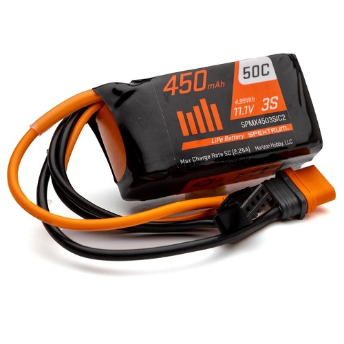 SPMX4503SIC2 - Spektrum 11.1V 450mAh 3S 50C LiPo Battery: IC2 SPMX4503SIC2