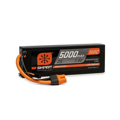 SPMX50002S100H3 - Spektrum 7.4V 5000mAh 2S 100C Smart Hardcase LiPo Battery: IC3 SPMX50002S100H3