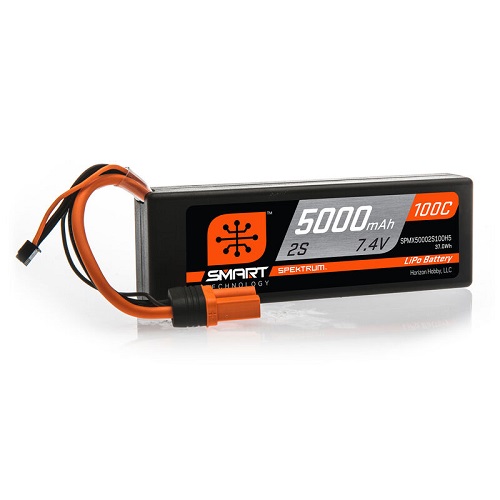 SPMX50002S100H5 - Spektrum 7.4V 5000mAh 2S 100C Smart Hardcase LiPo Battery: IC5 SPMX50002S100H5