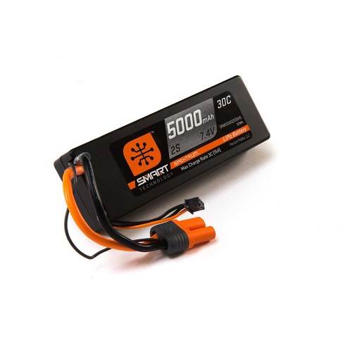 SPMX50002S30H5 - Spektrum 7.4V 5000mAh 2S 30C Smart Hardcase LiPo Battery: IC5 SPMX50002S30H5