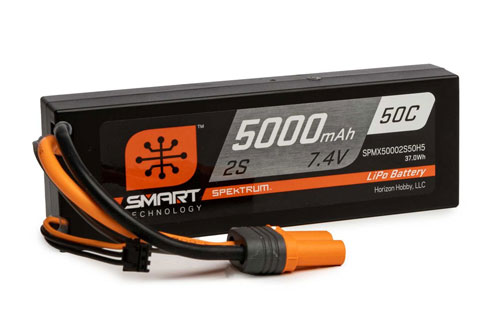 SPMX50002S50H5 - 7.4V 5000mAh 2S 50C Smart Hardcase LiPo Battery: IC5 Spektrum SPMX50002S50H5