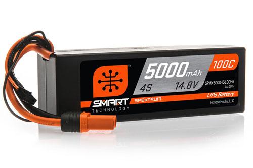 SPMX50004S100H5 - Spektrum Smart LiPo 14.8V 5000mAh 4S 100C HC IC5 SPMX50004S100H5