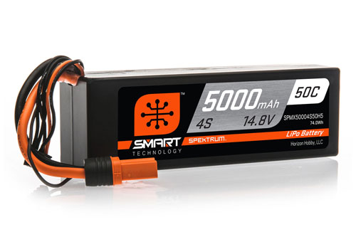 SPMX50004S50H5 - Spektrum Smart LiPo 14.8V 5000mAh 4S 50C HC IC5 SPMX50004S50H5 SPMX50004S50H5 - Spektrum Smart LiPo 14.8V 5000mAh 4S 50C HC IC5 SPMX50004S50H5
