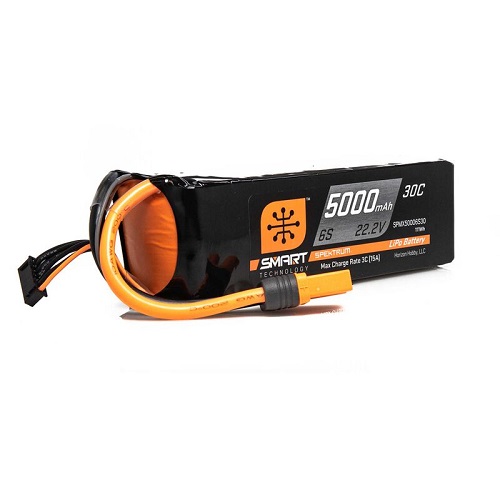 SPMX50006S30 - Spektrum 22.2V 5000mAh 6S 30C Smart LiPo Battery: IC5 SPMX50006S30