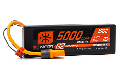SPMX52S100H5 - Smart G2 2S 7.4V 5000mAh 100C LiPo Hard Case IC5 Spektrum SPMX52S100H5