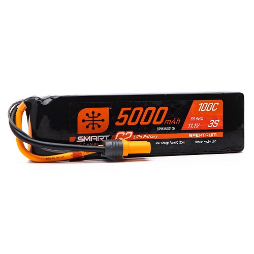 SPMX53S100 - Spektrum 11.1V 5000mAh 3S 100C Smart G2 LiPo Battery: IC5 SPMX53S100 SPMX53S100 - Spektrum 11.1V 5000mAh 3S 100C Smart G2 LiPo Battery: IC5 SPMX53S100