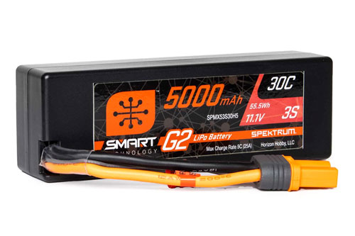 SPMX53S30H5 - Smart G2 3S 11.1V 5000mAh 30C LiPo Hard Case IC5 Spektrum SPMX53S30H5