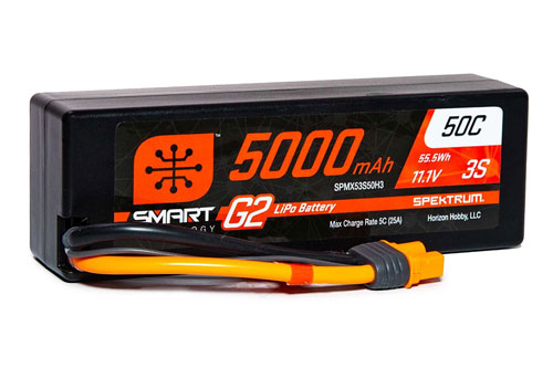 SPMX53S50H3 - Smart G2 3S 11.1V 5000mAh 50C LiPo Hard Case IC3 Spektrum SPMX53S50H3