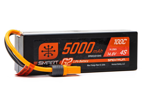 SPMX54S100H5 - Smart G2 4S 14.8V 5000mAh 100C LiPo Hard Case IC5 Spektrum SPMX54S100H5
