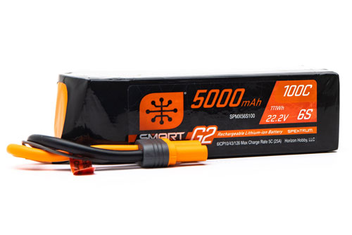 SPMX56S100 - Smart G2 6S 22.2V 5000 100C LiPo IC5 Spektrum SPMX56S100