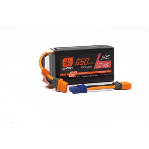 SPMX652SH2 - 7.4V 650mAh 2S Smart G2 Hardcase 30C LiPo: IC2 Spektrum SPMX652SH2 SPMX652SH2 - 7.4V 650mAh 2S Smart G2 Hardcase 30C LiPo: IC2 Spektrum SPMX652SH2