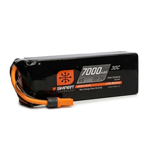SPMX70006S30 - Spektrum 22.2V 7000mAh 6S 30C Smart LiPo Battery: IC5 SPMX70006S30