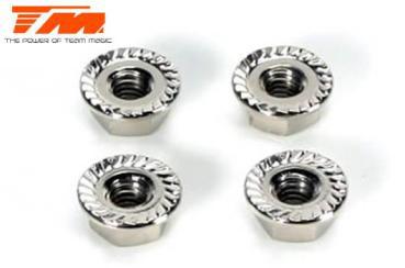 TM111160 - Radmuttern M4 serrated geflanscht - Silber Team Magic TM111160 TM111160 - Radmuttern M4 serrated geflanscht - Silber Team Magic TM111160