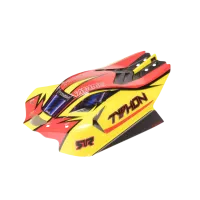 ARA-2250 - 1_8 Clipless Painted Decaled Body. Yellow_Red: TYPHON 4X4