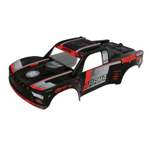 ARA-4443 - MOJAVE 6S EXB lackierte. mit Aufklebern versehene und zugeschnittene Karosserie in Schwarz ARRMA ARA-4443