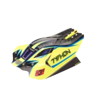 ARA406172 - 1_8 Clipless Painted Decaled Body. Yellow_Blue: TYPHON 4X4