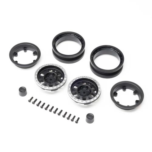 AXI-4522 - 1.9-Zoll-KMC-Mesa-Beadlock-Felgen. schwarz und silber (2) Axial AXI-4522