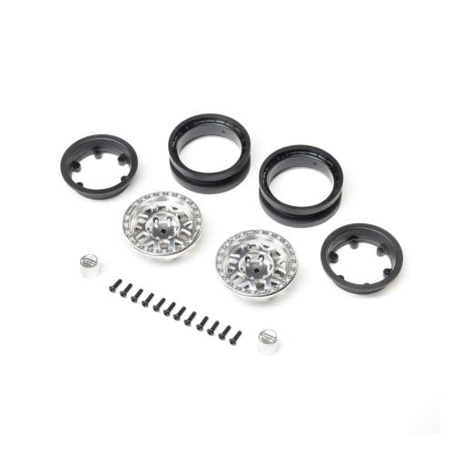 AXI-4524 - 1.9-Zoll-KMC-Mesa-Beadlock-Felgen. Satin-Chrom (2) Axial AXI-4524