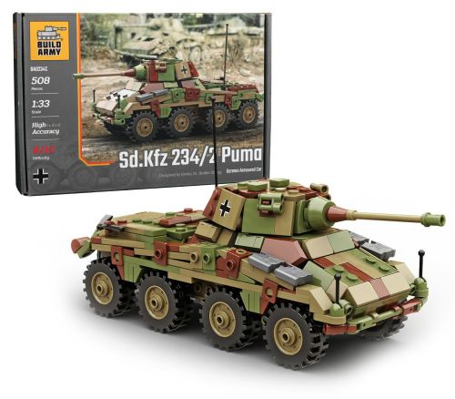 BA0234C - BuildArmy Camo Puma WW2 Deutsches gepanzertes Radfahrzeug Sd.Kfz. 234_2 (508 Teile) BA0234C